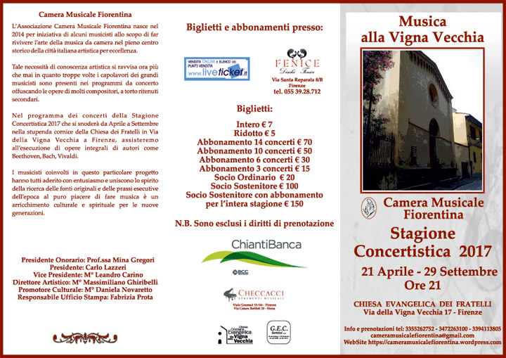 Camera Musicale Fiorentina  Stagione concertistica 2017